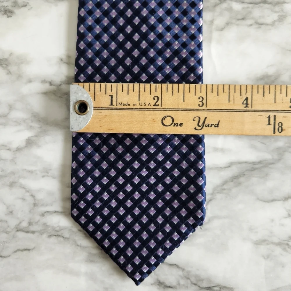 Michael Kors 100% Silk Navy & Purple Necktie With Gray Flecks